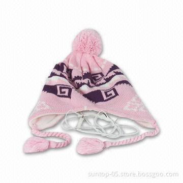 Hat, Made of Acrylic, with Earphones, Embroidery and Printing Features